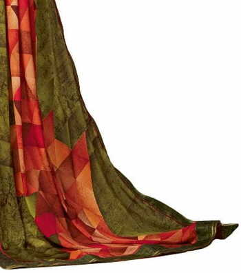 MGC Crepe Multicolor colour saree with blouse piece SP944