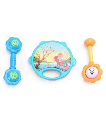 MGC Ratna's Baby Bliss 3 in 1 Rattle Set. Premium Quality Dafli with A Rattle for Infants