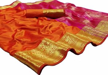 MGC Silk Orange colour saree with blouse piece SP690