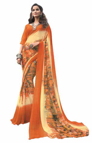 MGC Georgette Multi Colour saree with blouse Piece  SP215