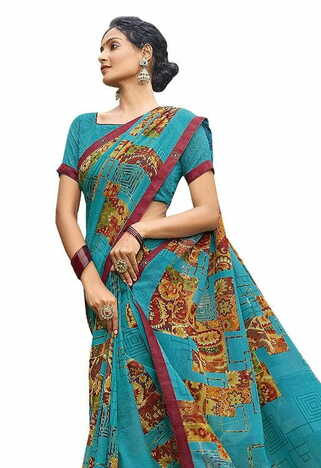 MGC Daani Georgette Sky Blue colour saree with blouse piece SP832