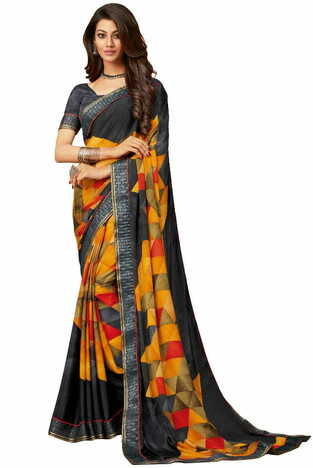 MGC Crepe Multicolor colour saree with blouse piece SP945