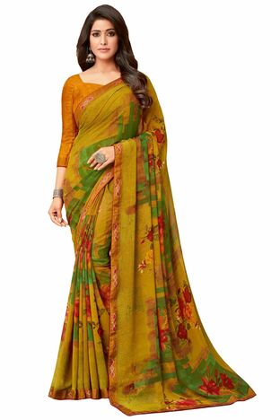 MGC Georgette Multicolor colour saree with blouse piece SP1009