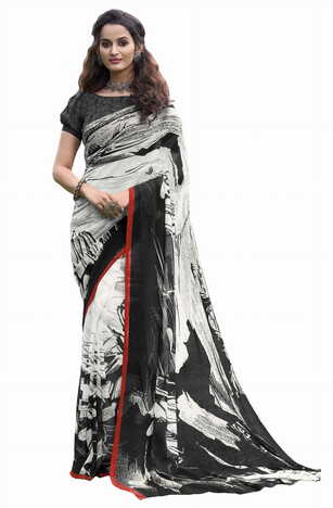 MGC Georgette Multi Colour saree with blouse Piece  SP217