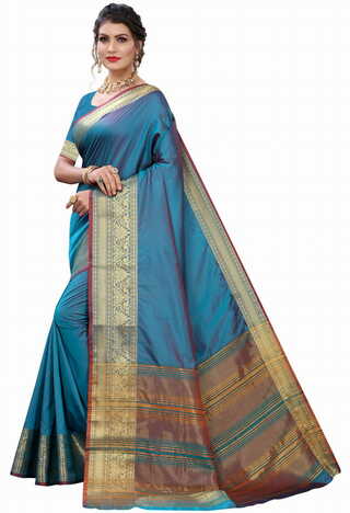 MGC Silk Rama colour saree with blouse piece SP691