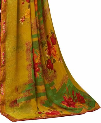 MGC Georgette Multicolor colour saree with blouse piece SP1009