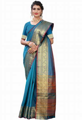 MGC Silk Rama colour saree with blouse piece SP691