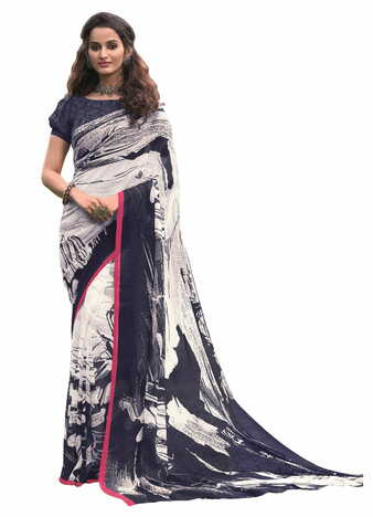 MGC Georgette Multi Colour saree with blouse Piece  SP219