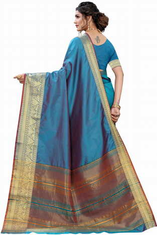 MGC Silk Rama colour saree with blouse piece SP691