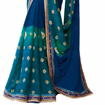 MGC Chiffon Blue Color Saree SP85