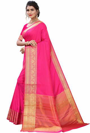 MGC Silk Pink colour saree with blouse piece SP692