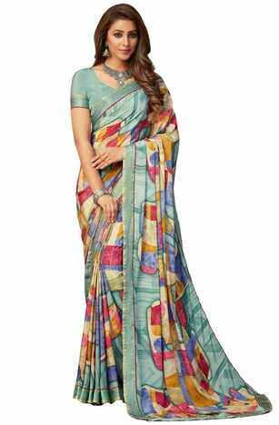 MGC Crepe Multicolor colour saree with blouse piece SP947