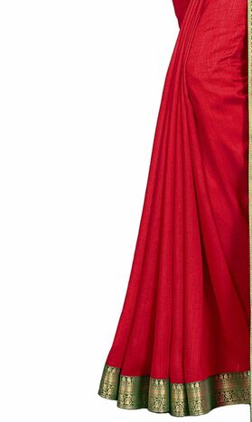 Vichitra Red Color Saree With Blouse Piece by MGC