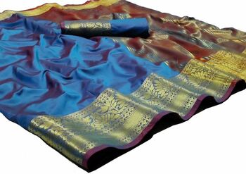 MGC Silk Rama colour saree with blouse piece SP691