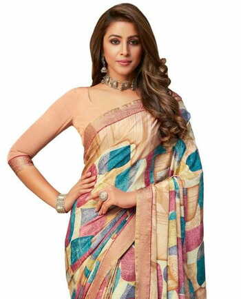 MGC Crepe Multicolor colour saree with blouse piece SP946