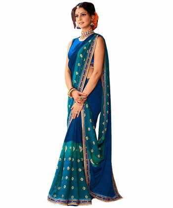 MGC Chiffon Blue Color Saree SP85