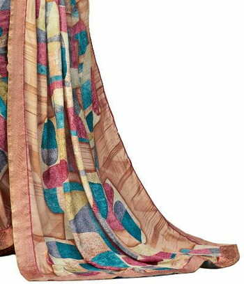 MGC Crepe Multicolor colour saree with blouse piece SP946