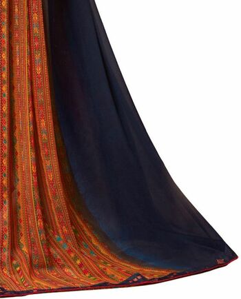 MGC Georgette Navy Blue colour saree with blouse piece SP1010