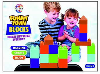 MGC Ratnas Funny Town Junior Multicolour Plastic Blocks For Kids Ages 2+