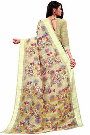 MGC Linen Beige colour saree with blouse piece SP639