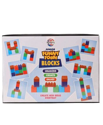 MGC Ratnas Funny Town Junior Multicolour Plastic Blocks For Kids Ages 2+