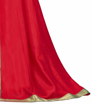 Vichitra Red Color Saree With Blouse Piece by MGC