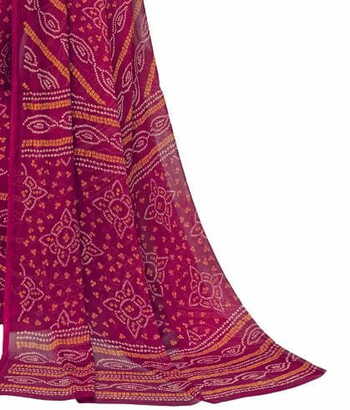 Chiffon Maroon Color Saree With Blouse Piece by MGC