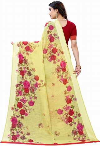 MGC Linen Yellow Colour saree with blouse piece SP373