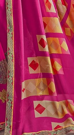 MGC Pure Georgette Dark Pink colour saree with blouse piece SP762