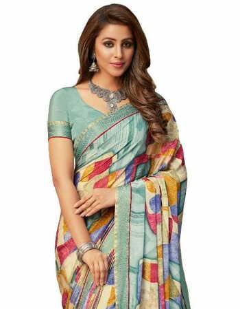 MGC Crepe Multicolor colour saree with blouse piece SP947