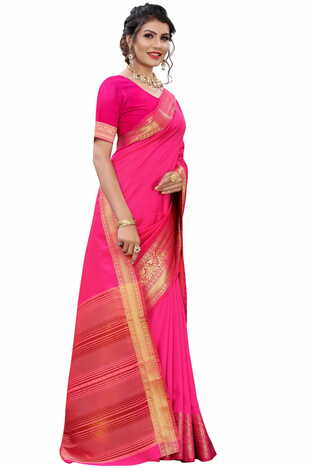 MGC Silk Pink colour saree with blouse piece SP692