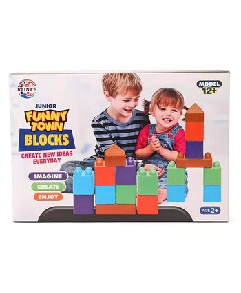 MGC Ratnas Funny Town Junior Multicolour Plastic Blocks For Kids Ages 2+