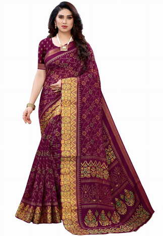 MGC Cotton Purple colour saree with blouse piece SP644