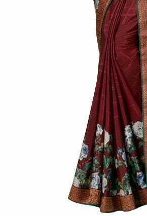 MGC Crepe Maroon colour saree with blouse piece SP951