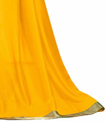 Vichitra Yellow Color Saree With Blouse Piece by MGC