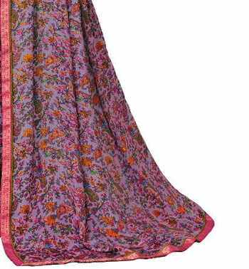 Crepe Silk Purple Color Saree With Blouse Piece by MGC