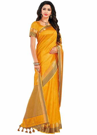 MGC Tassar Silk Gold Color Saree SP79