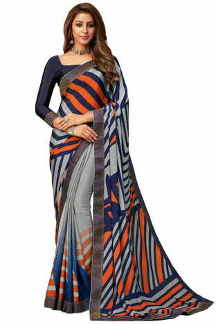 MGC Crepe Multicolor colour saree with blouse piece SP952