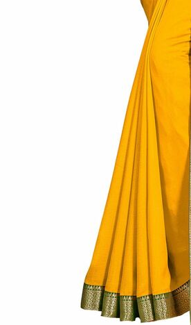 Vichitra Yellow Color Saree With Blouse Piece by MGC