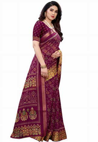 MGC Cotton Purple colour saree with blouse piece SP644