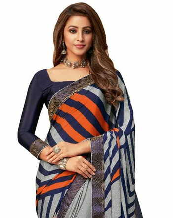 MGC Crepe Multicolor colour saree with blouse piece SP952