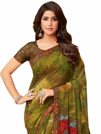 MGC Georgette Multicolor colour saree with blouse piece SP1013