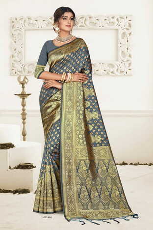 MGC Silk  Rich Pallu Grey Colour Saree With Blouse Piece Sp522