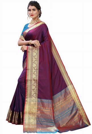 MGC Silk Purple colour saree with blouse piece SP693