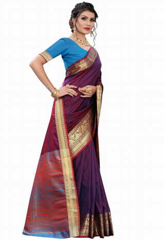 MGC Silk Purple colour saree with blouse piece SP693