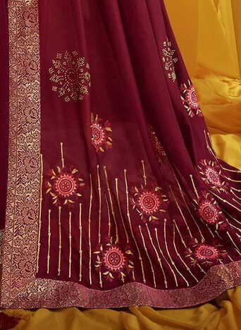 MGC Chanderi Silk Red  colour saree with blouse piece SP836