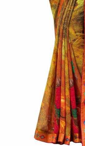 MGC Georgette Multicolor colour saree with blouse piece SP1012