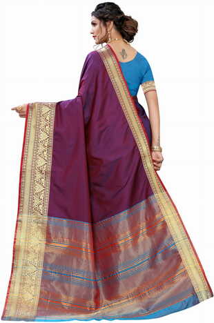 MGC Silk Purple colour saree with blouse piece SP693