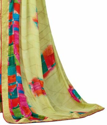 MGC Crepe Green colour saree with blouse piece SP949