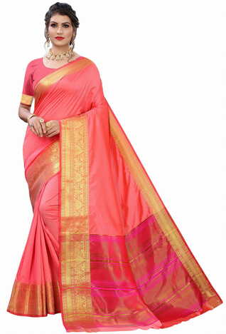 MGC Silk Pink colour saree with blouse piece SP694